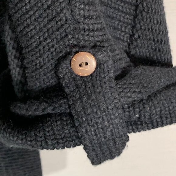 Chicos Sweater Womens Large Black Cotton Angora Open Cardigan Roll Tab Sleeve - Picture 6 of 7